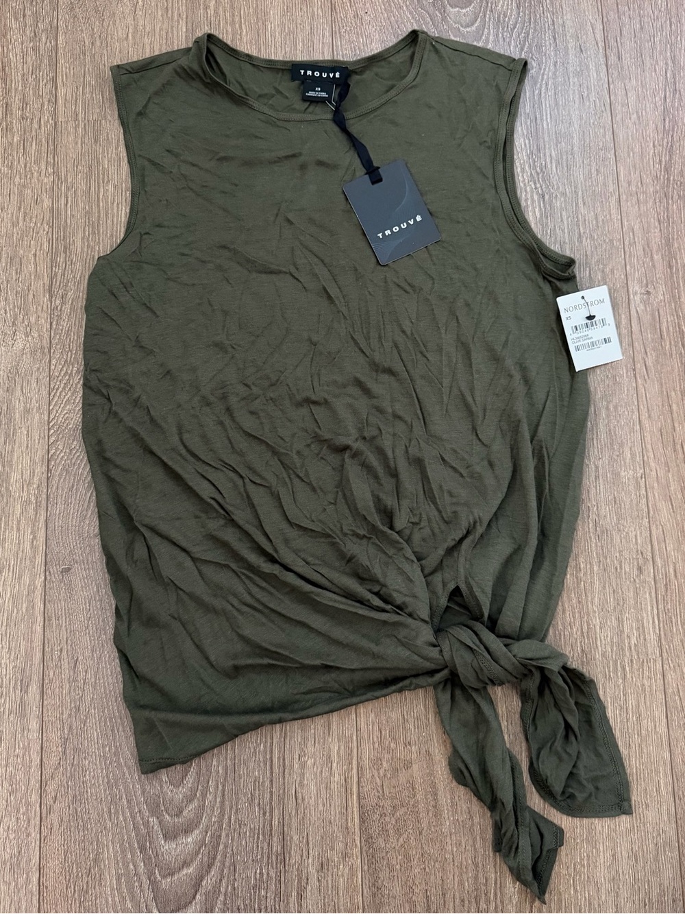 Trouvé Olive Tie-Front Sleeveless Top